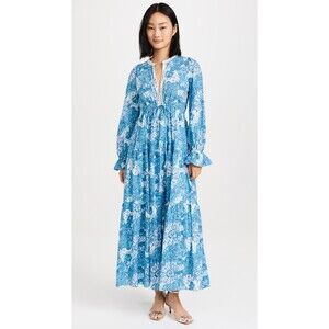 Saylor Anthropologie Ina Midi Dress Floral Eyelet Mirror Lace Tiered S 282081